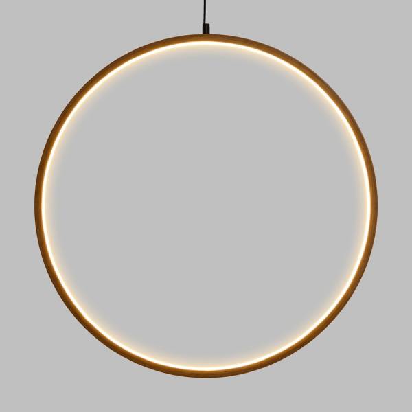 Cercle lumineux bois naturel 57cm Design LED blanc chaud interrupteur