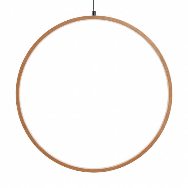 Cercle lumineux bois naturel 57cm Design LED blanc chaud interrupteur