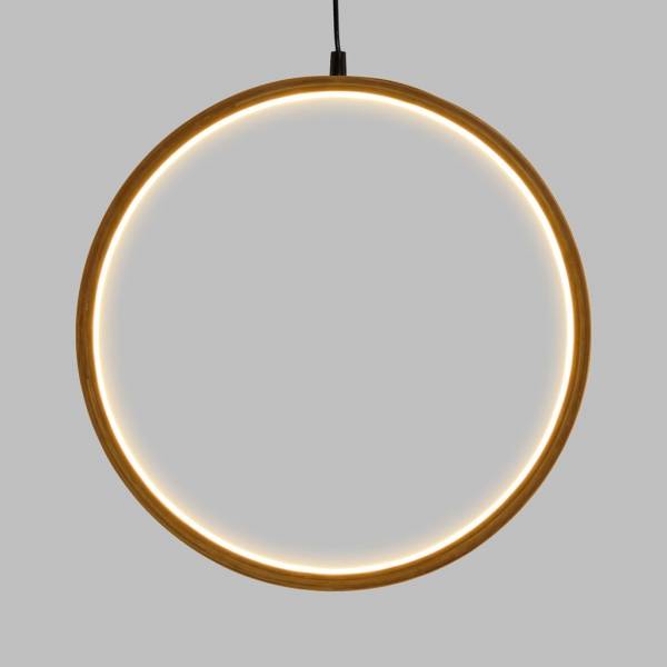 Cercle lumineux bois naturel 37cm Design LED blanc chaud interrupteur