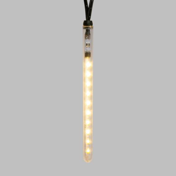 Guirlande lumineuse chute de neige 9,5m 20 mini tubes stalactite blanc chaud câble vert