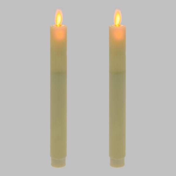 Jeu de 2 chandelles lumineuses à piles en cire ivoire flamme en mouvement 23cm LED blanc chaud