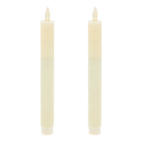 Jeu de 2 chandelles lumineuses à piles en cire ivoire flamme en mouvement 23cm LED blanc chaud