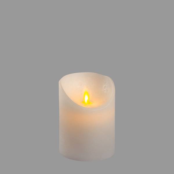 Bougie LED à piles cire véritable Blanche Flamme vacillante H10cm Timer Blanc chaud