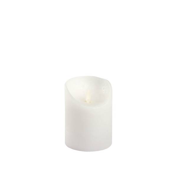 Bougie LED à piles cire véritable Blanche Flamme vacillante H10cm Timer Blanc chaud