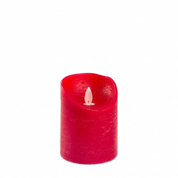 Bougie LED vraie Cire Rouge à piles Flamme vacillante H10cm Timer Blanc chaud