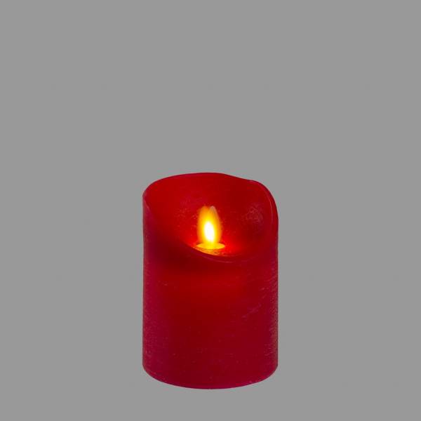 Bougie LED vraie Cire Rouge à piles Flamme vacillante H10cm Timer Blanc chaud