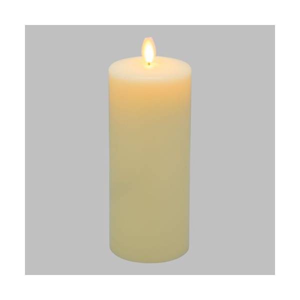 Bougie lumineuse LED cylindrique en cire ivoire flamme vacillante piles 18cm Timer blanc chaud