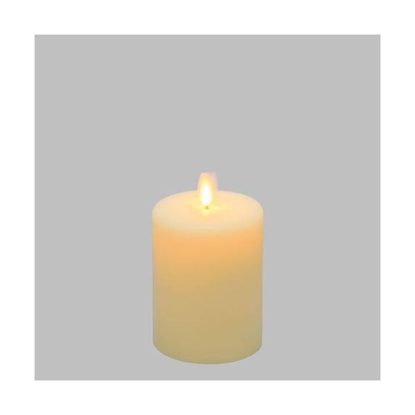 Bougie lumineuse LED cylindrique en cire ivoire flamme vacillante piles 10cm Timer blanc chaud