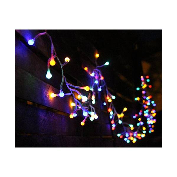 Guirlande lumineuse solaire grappe 4M 200 LED multicolore câble blanc