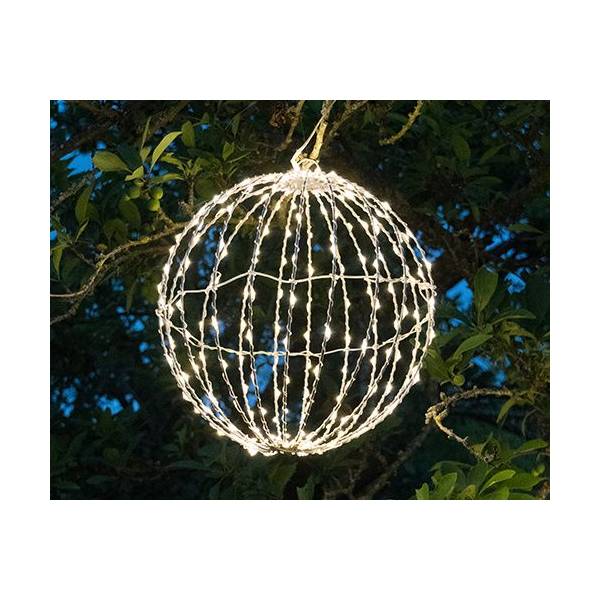 Sphère lumineuse Gaia pliable argenté 30CM 180 micro-LED Ivoire file transparent  Chromex