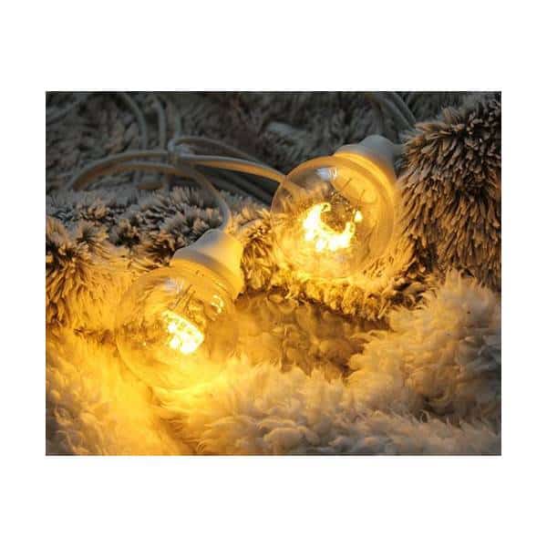 Guirlande lumineuse style guinguette tradition 5M 10 globes 60 LED blanc chaud câble blanc prolongeable Chromex