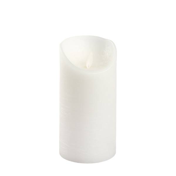 Bougie LED flamme oscillante cire rustique blanche à piles H15cm Timer Blanc chaud