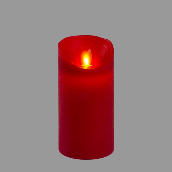 Bougie LED cire véritable rouge à piles Flamme oscillante H15cm Blanc chaud Timer