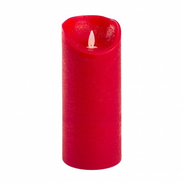 Bougie LED en cire rouge Flamme vacillante à piles H18cm Timer Blanc chaud