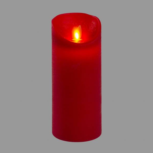 Bougie LED en cire rouge Flamme vacillante à piles H18cm Timer Blanc chaud