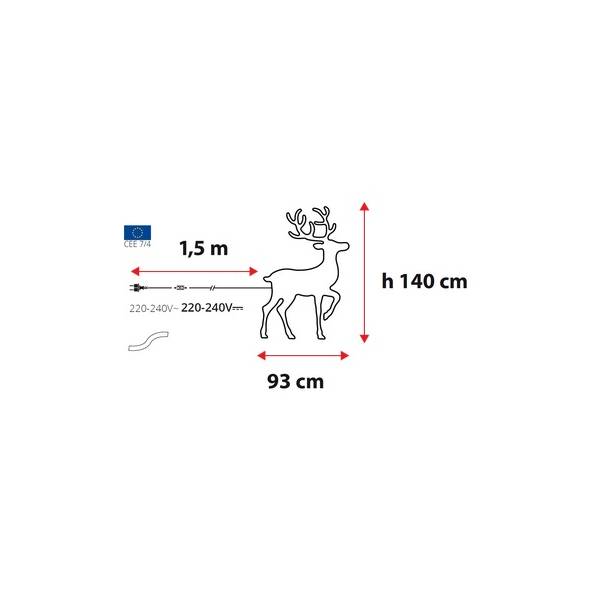 Renne lumineux néon H140cm 1200 LED blanc chaud fixe IP44 extérieur