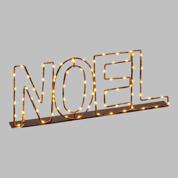 Mot lumineux NOEL métal fil cuivre MicroLED Blanc chaud IP44