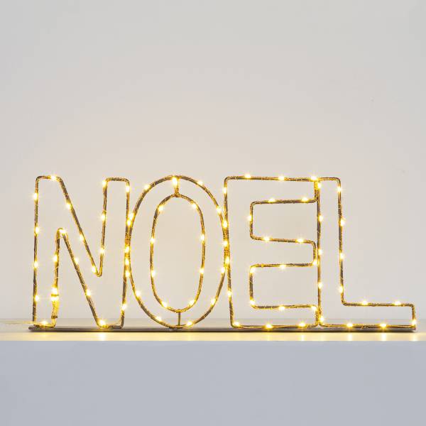 Mot lumineux NOEL métal fil cuivre MicroLED Blanc chaud IP44