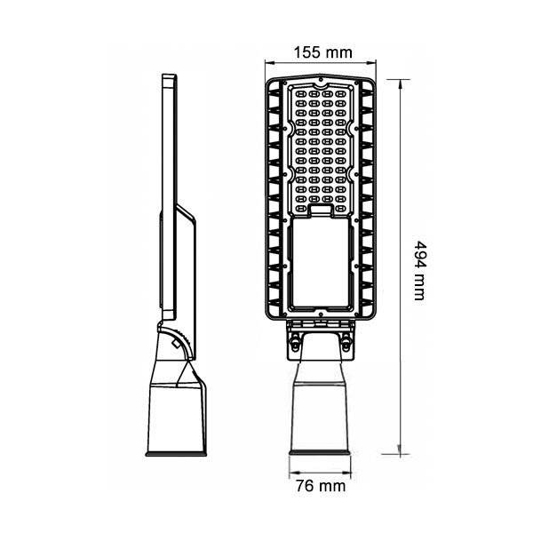 Tête de lampadaire Led 60w professionnel ip 65 5700k blanc froid