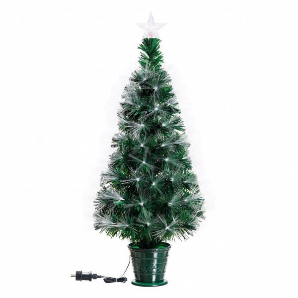 Sapin lumineux fibre optique à LED blanc chaud et multicolore 100CM intérieur avec cimier