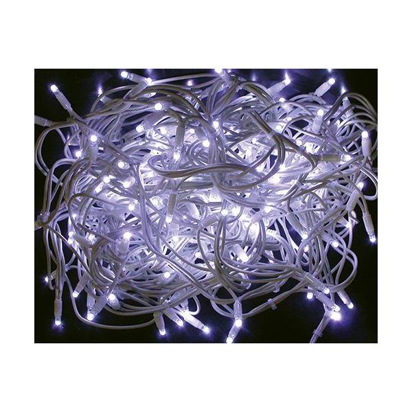 Guirlande lumineuse extérieur IP67 Optima 20m 200 LED blanc froid câble blanc 230V extensible professionnelle