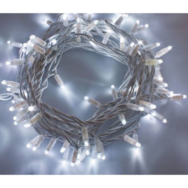 Guirlande lumineuse extérieur IP67 Optima 20m 200 LED blanc froid câble blanc 230V extensible professionnelle