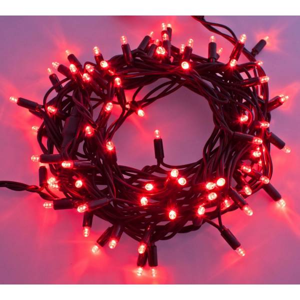 Guirlande lumineuse extérieur IP67 Optima 20m 200 LED rouge 230V câble vert extensible professionnel