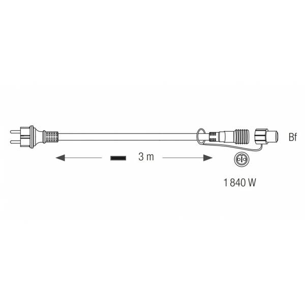 Câble d'alimentation 3M noir pour guirlande 230V Optima Leblanc