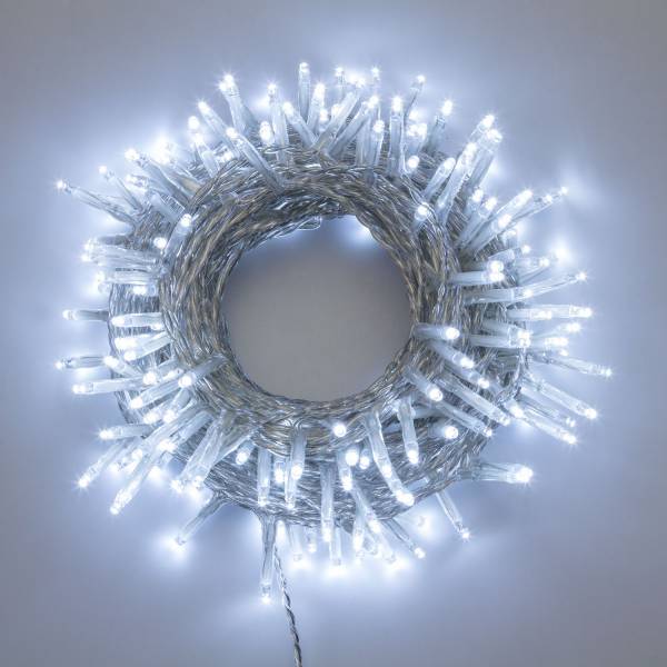 Guirlande blanc froid 53M 750 miniLED 8 effets câble transparent IP44