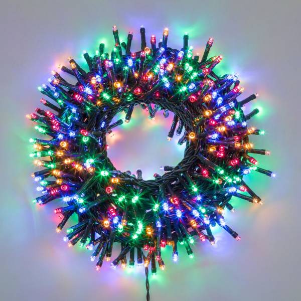 Guirlande extérieur BOA 20M 1000 LED multicolores câble vert foncé 8 modes minuteur