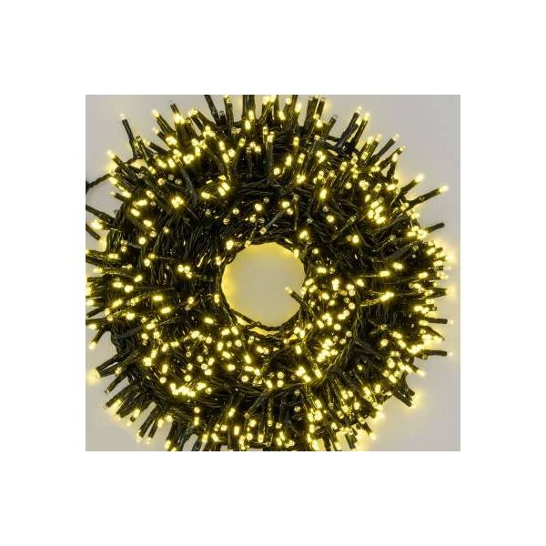 Guirlande lumineuse extérieur IP67 Optima Jaune 20m 200 LED 230V câble vert extensible professionnel