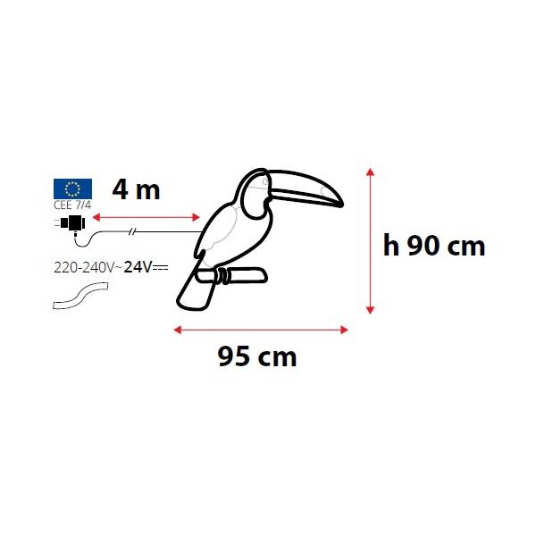 Lampe néon déco toucan 90x95 cm 560 leds orange et blanc chaud 15W