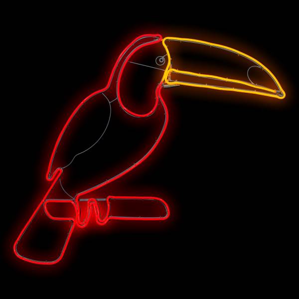 Lampe néon déco toucan rouge et orange 90x95 cm 560 leds 15W