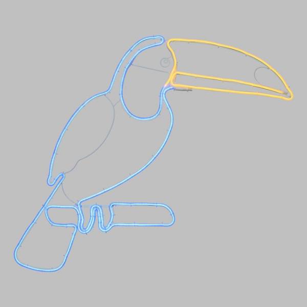 Lampe néon déco toucan 560 LED bleu et orange 90x95 cm IP44 24V