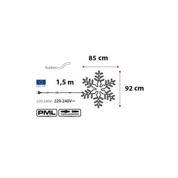 Grand Flocon de Neige lumineux flash 1440 LED blanc froid 92CM extérieur