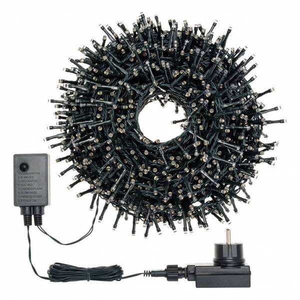 Guirlande 30M 1500 LED Mini BOA multicolore minuteur 8 programmes câble vert foncé Lotti