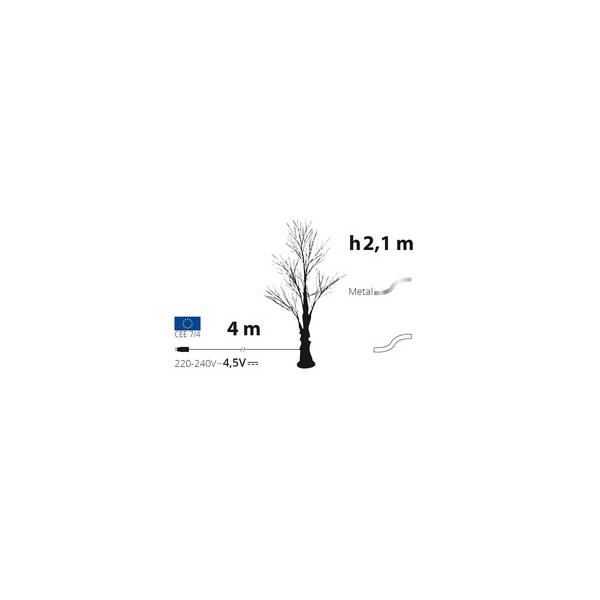 Arbre lumineux blanc 210cm scintillant Micro LED blanc froid fil argenté