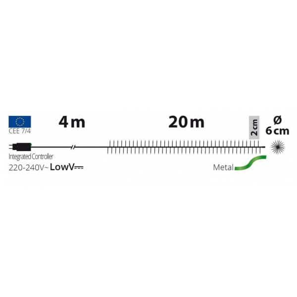 Guirlande lumineuse Boa MicroLED blanc froid 8 modes câble métal vert