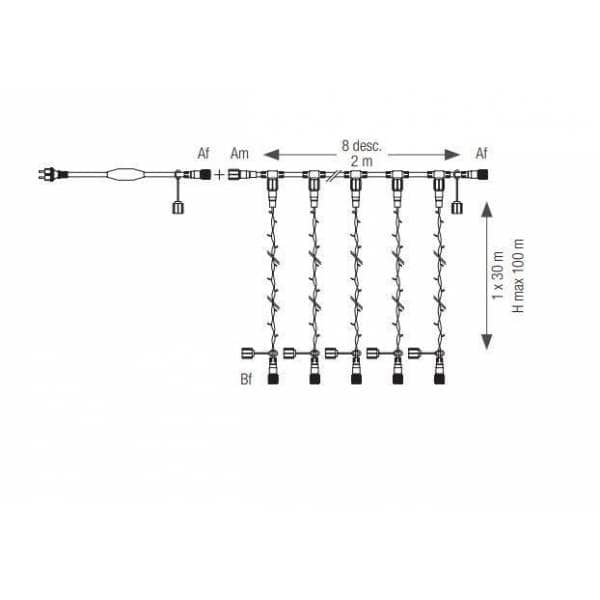 Plafond rideau lumineux 30M blanc froid fixe et scintillant 480 LED professionnel LEBLANC