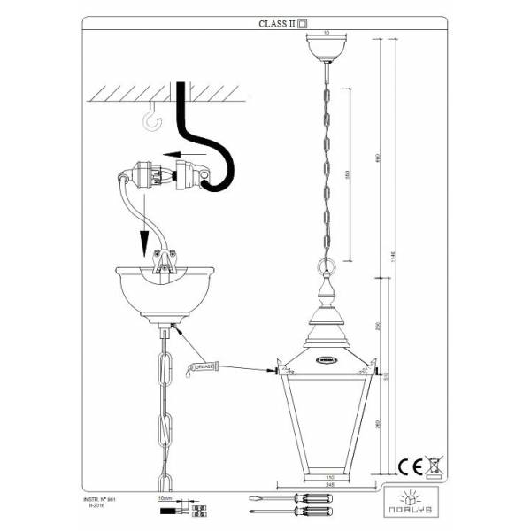 Suspension jardin lanterne cuivre IP44 extérieur E27