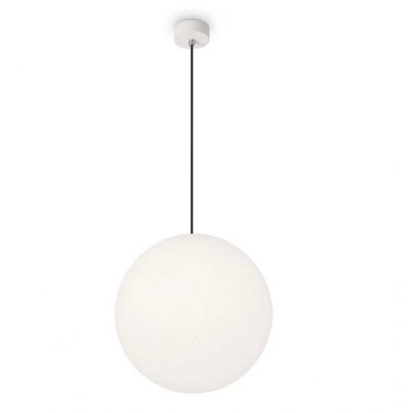 Suspension boule 40CM guinguette E27 plastique blanc IP44 extérieur