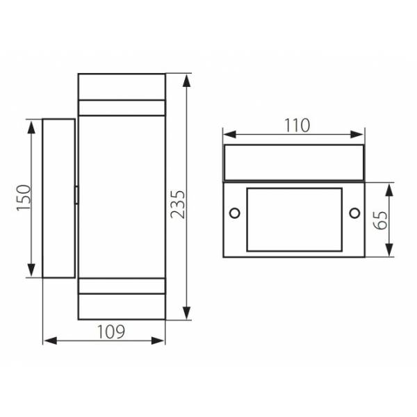 Applique extérieur double rectangle lumière Gris alu GU10