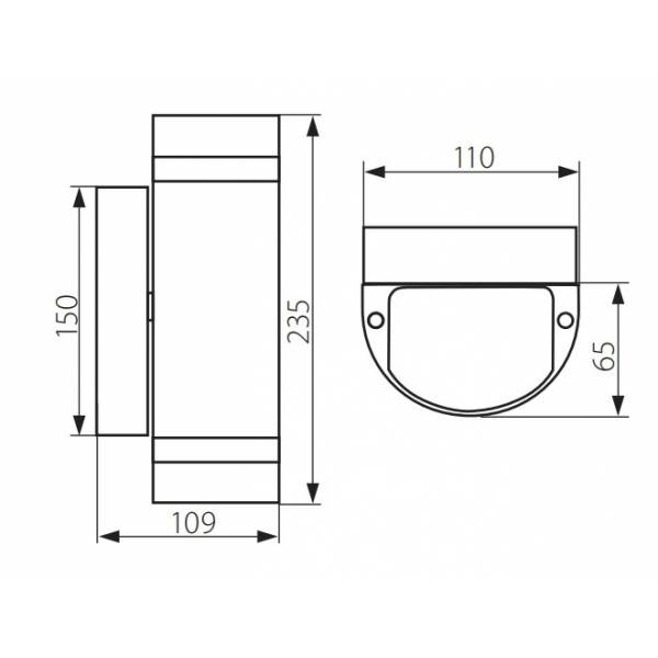 Applique murale extérieur demi rond double flux lumineux GU10 gris alu