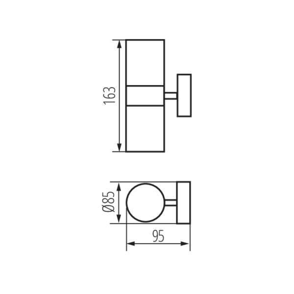 Applique extérieur 2 ampoules haut et bas GU10 Acier et verre