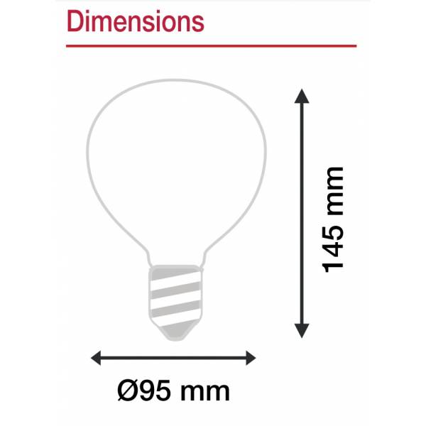 Ampoule vintage Globe G95 4W 2700k E27 filament spirale verre professionnelle