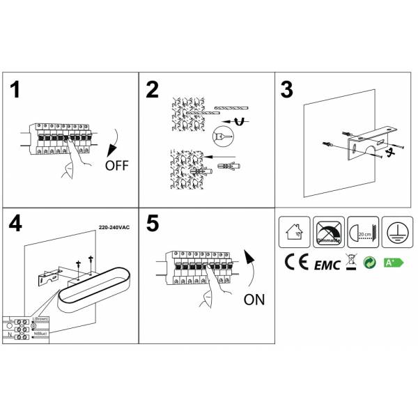 Applique murale ovale éclairage haut bas blanche led 6w blanc chaud