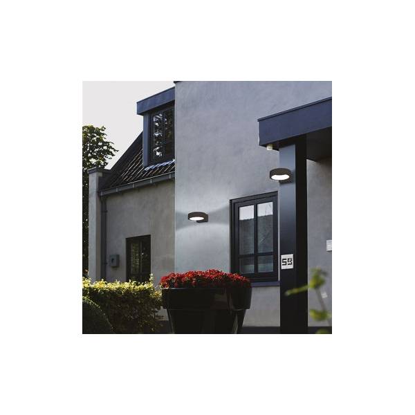 Applique murale led gris anthracite rond 16w 990 lm blanc chaud extérieur professionnelle