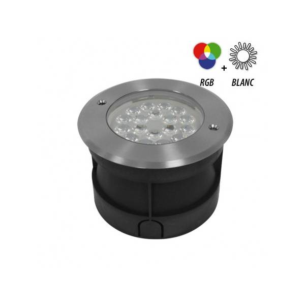 Spot encastrable LED étanche IP68 Inox 304 RGBW + blanc 9W rond extérieur et piscine