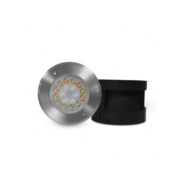 Spot encastrable LED étanche IP68 Inox 304 RGBW + blanc 9W rond extérieur et piscine