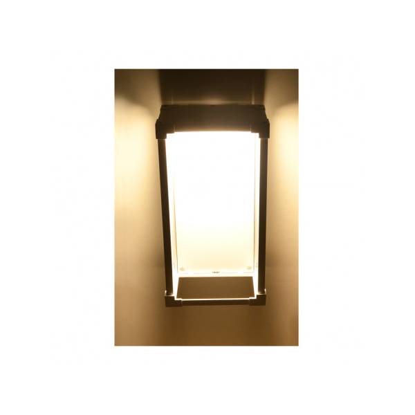 Applique murale LED lanterne rectangle gris anthracite 9W blanc chaud 3000K extérieur IP65 professionnelle